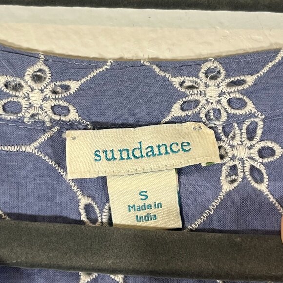 Sundance 100% Cotton Florina Floral Eyelet V-Neck Cap Flutter Sleeve Blouse S - Picture 4 of 7